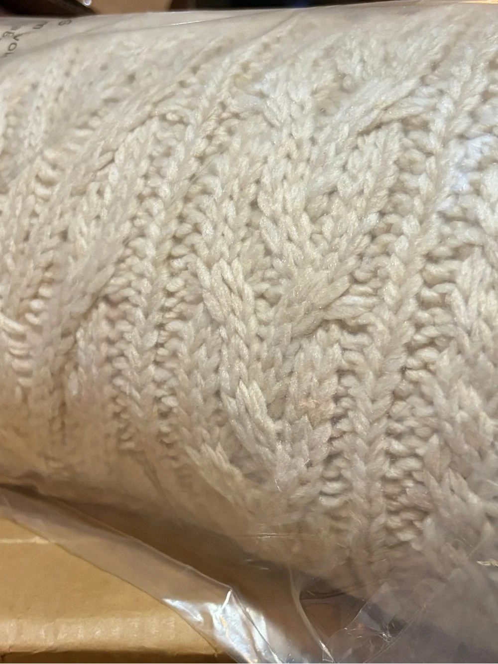 Cozy Cable Knit Throw Blanket - Cream